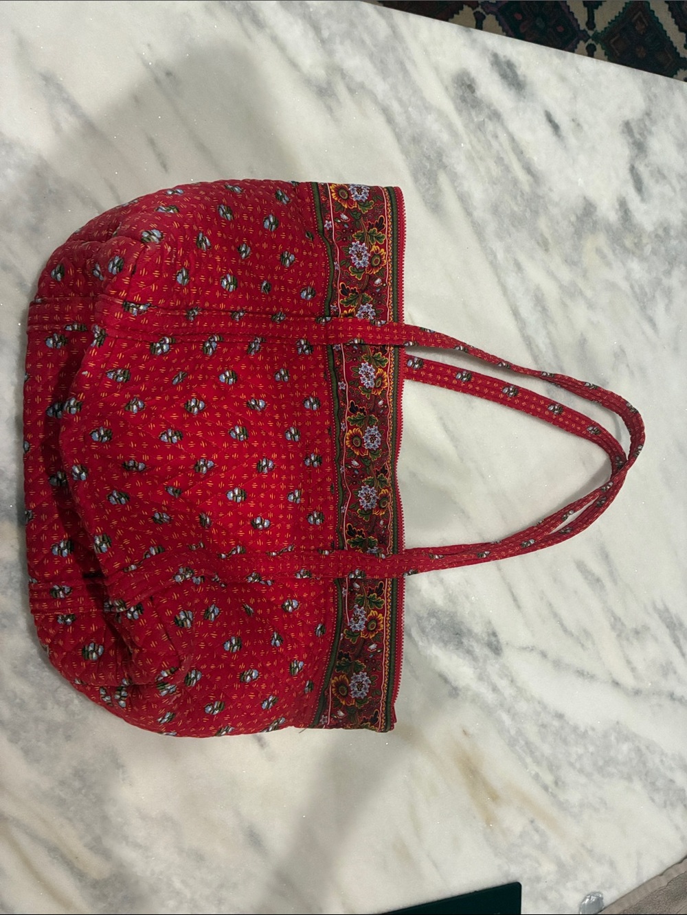Vera Bradley Provincial Red Floral Quilted Tote Bag